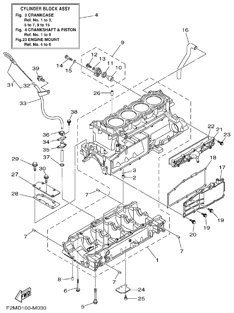 Yamaha F2ML CRANKCASE parts diagram